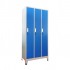 Vestiar metalic 3 usi, cu picioare, 90x45x180cm, gri/albastru