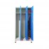 Vestiar metalic 3 usi, cu picioare, 90x45x180cm, gri/albastru
